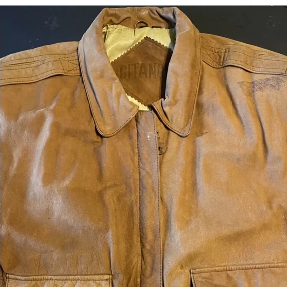 Gitano Genuine Soft Leather Women Size L Brown Bomber Motorcycle Retro Jacket